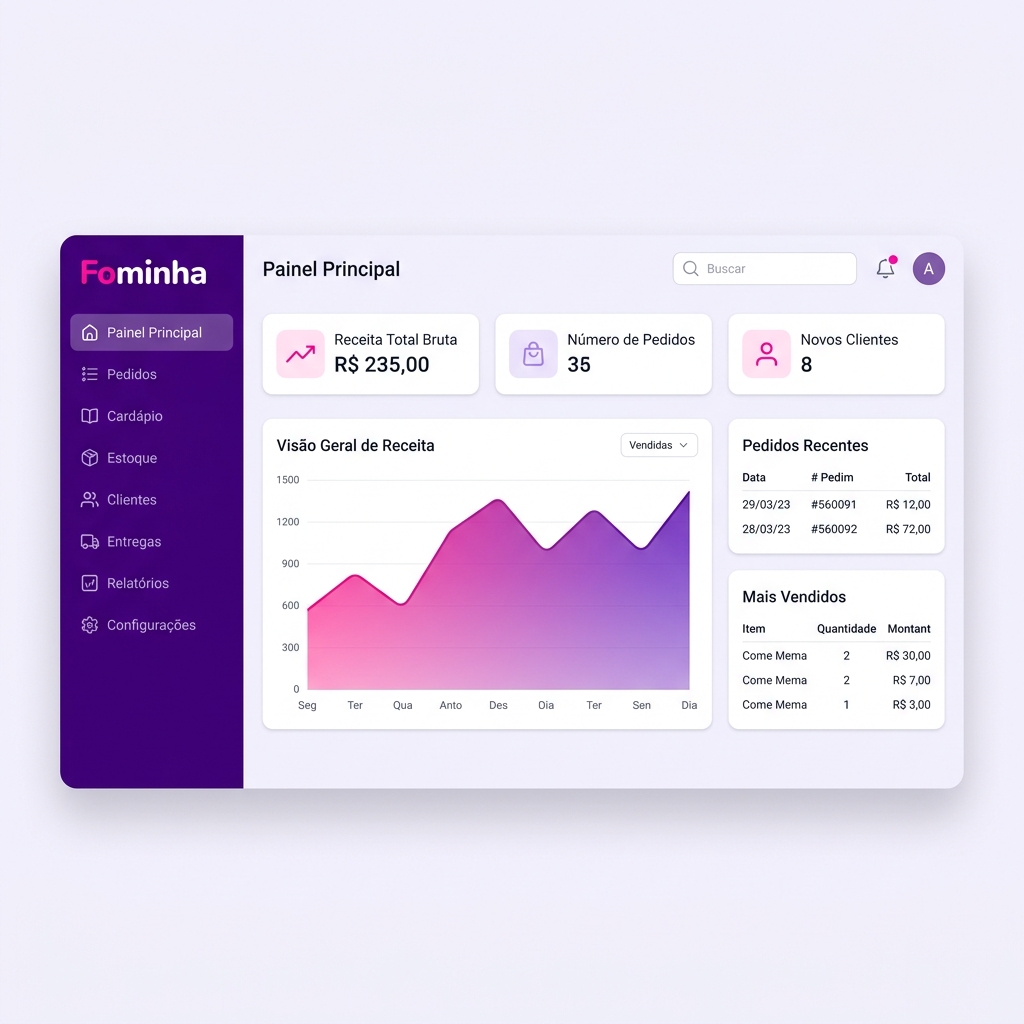 DM FOOD — Interface do Painel